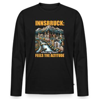 Innsbruck Österreich Reisen Urlaub Österreich - Männer Premium Bio Langarmshirt - Schwarz - Vorne - Nico (187cm)