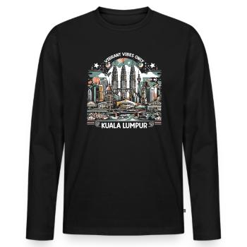 Kuala Lumpur Malaisie Voyage Vacances Malaisien - T-shirt manches longues Premium bio Homme - noir - Devant - Nico (187cm)