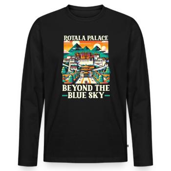 Palais du Potala Chine Voyage Vacances Chinois - T-shirt manches longues Premium bio Homme - noir - Devant - Nico (187cm)