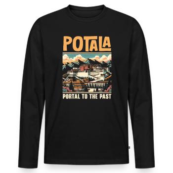 Potala Palace China Travel Vacation Chinese - Men's Premium Organic Long Sleeve Shirt - black - Front - Nico (187cm)