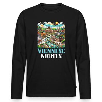 Vienne, Autriche, Voyage, Vacances, Pays, Autriche - T-shirt manches longues Premium bio Homme - noir - Devant - Nico (187cm)
