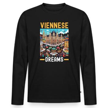 Vienne, Autriche, Voyage, Vacances, Pays, Autriche - T-shirt manches longues Premium bio Homme - noir - Devant - Nico (187cm)