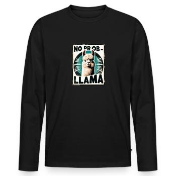 Lama rétro alpaga - T-shirt manches longues Premium bio Homme - noir - Devant - Nico (187cm)
