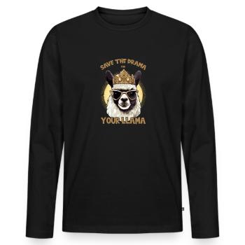 Drama Llama Royal Motif - Men's Premium Organic Long Sleeve Shirt - black - Front - Nico (187cm)