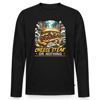 Steak au fromage Amateur de nourriture American Sandwhich Foodie - T-shirt manches longues Premium bio Homme - noir - Devant - Nico (187cm)