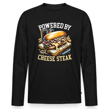 Cheese Steak Food Lover American Sandwhich Foodie - Men's Premium Organic Long Sleeve Shirt - black - Front - Nico (187cm)
