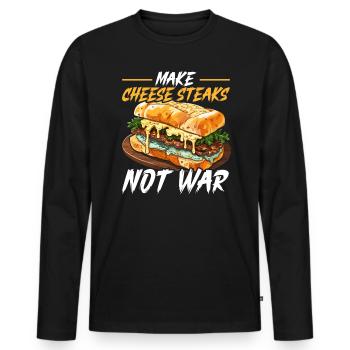 Steak au fromage Amateur de nourriture American Sandwhich Foodie - T-shirt manches longues Premium bio Homme - noir - Devant - Nico (187cm)