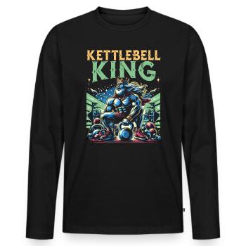 Kettlebell Workout Fitness Journey Bodybuilder - Men's Premium Organic Long Sleeve Shirt - black - Front - Nico (187cm)