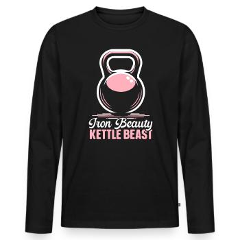 Kettlebell Workout Fitness Journey Bodybuilder - Men's Premium Organic Long Sleeve Shirt - black - Front - Nico (187cm)