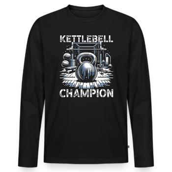 Kettlebell Workout Fitness Journey Bodybuilder - Men's Premium Organic Long Sleeve Shirt - black - Front - Nico (187cm)