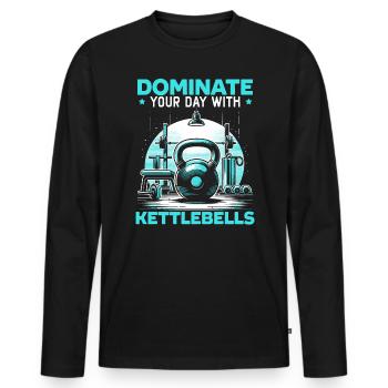 Kettlebell Workout Fitness Journey Bodybuilder - Men's Premium Organic Long Sleeve Shirt - black - Front - Nico (187cm)