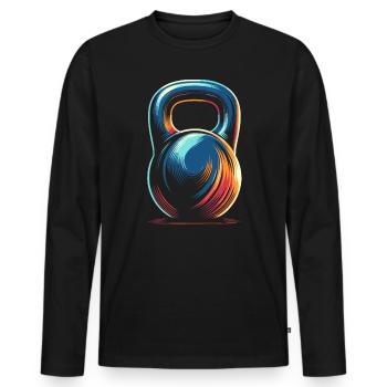 Kettlebell Workout Fitness Journey Bodybuilder - Men's Premium Organic Long Sleeve Shirt - black - Front - Nico (187cm)