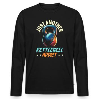 Kettlebell Workout Fitness Journey Bodybuilder - Men's Premium Organic Long Sleeve Shirt - black - Front - Nico (187cm)