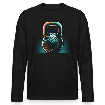 Kettlebell Workout Fitness Journey Bodybuilder - Men's Premium Organic Long Sleeve Shirt - black - Front - Nico (187cm)