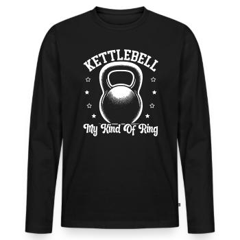 Kettlebell Workout Fitness Journey Bodybuilder - Men's Premium Organic Long Sleeve Shirt - black - Front - Nico (187cm)