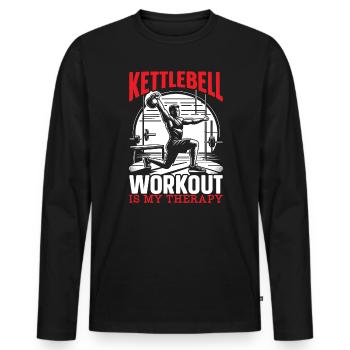 Kettlebell Workout Fitness Journey Bodybuilder - Men's Premium Organic Long Sleeve Shirt - black - Front - Nico (187cm)