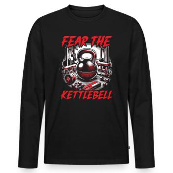 Kettlebell Workout Fitness Journey Bodybuilder - Men's Premium Organic Long Sleeve Shirt - black - Front - Nico (187cm)