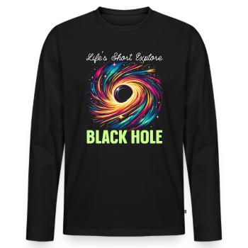 Black Hole Space Universe Astronomy Astronomer - Men's Premium Organic Long Sleeve Shirt - black - Front - Nico (187cm)