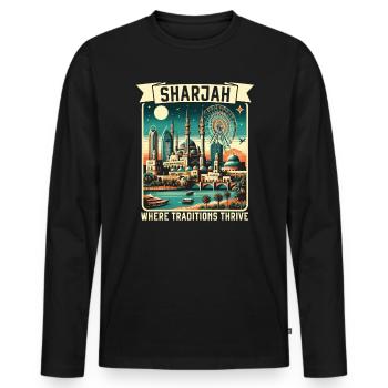 Sharjah Émirats arabes unis Voyage vacances Émirats arabes unis - T-shirt manches longues Premium bio Homme - noir - Devant - Nico (187cm)