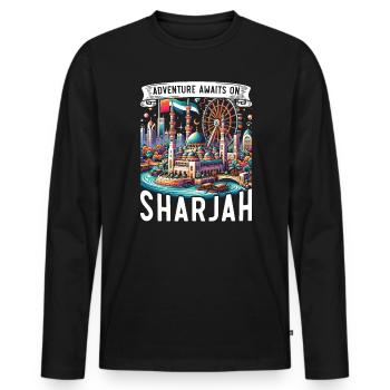 Sharjah Émirats arabes unis Voyage vacances Émirats arabes unis - T-shirt manches longues Premium bio Homme - noir - Devant - Nico (187cm)
