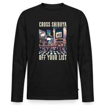 Shibuya Crossing Japon Voyage Vacances Japonais - T-shirt manches longues Premium bio Homme - noir - Devant - Nico (187cm)