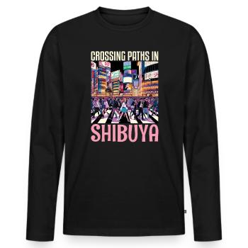 Shibuya Crossing Japon Voyage Vacances Japonais - T-shirt manches longues Premium bio Homme - noir - Devant - Nico (187cm)