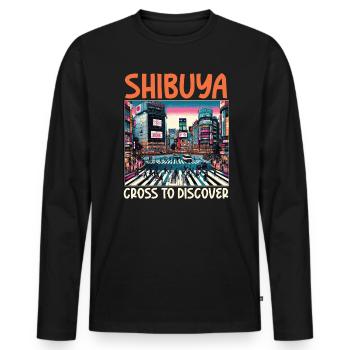 Shibuya Crossing Japon Voyage Vacances Japonais - T-shirt manches longues Premium bio Homme - noir - Devant - Nico (187cm)
