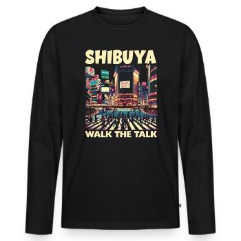 Shibuya Crossing Japon Voyage Vacances Japonais - T-shirt manches longues Premium bio Homme - noir - Devant - Nico (187cm)