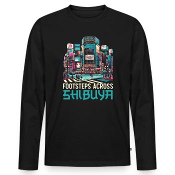 Shibuya Crossing Japon Voyage Vacances Japonais - T-shirt manches longues Premium bio Homme - noir - Devant - Nico (187cm)