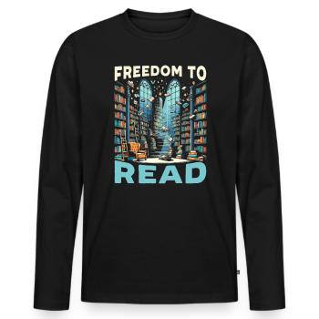 Read Banned Books Bookworm Book Lover Literature - Men's Premium Organic Long Sleeve Shirt - black - Front - Nico (187cm)