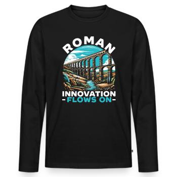 Aqueducs romains Ingénierie romaine Rome antique - T-shirt manches longues Premium bio Homme - noir - Devant - Nico (187cm)