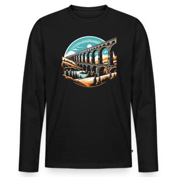 Roman Aqueducts Roman Engineering Ancient Rome - Men's Premium Organic Long Sleeve Shirt - black - Front - Nico (187cm)