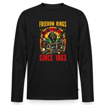 Proclamation d’émancipation African Juneteenth - T-shirt manches longues Premium bio Homme - noir - Devant - Nico (187cm)