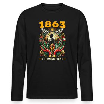 Proclamation d’émancipation African Juneteenth - T-shirt manches longues Premium bio Homme - noir - Devant - Nico (187cm)