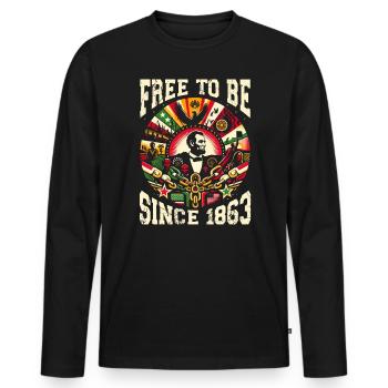 Proclamation d’émancipation African Juneteenth - T-shirt manches longues Premium bio Homme - noir - Devant - Nico (187cm)