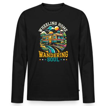 Mobile Home Motorhome Trailer Park Rolling Home - Men's Premium Organic Long Sleeve Shirt - black - Front - Nico (187cm)