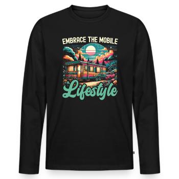 Mobile Home Motorhome Trailer Park Rolling Home - Men's Premium Organic Long Sleeve Shirt - black - Front - Nico (187cm)