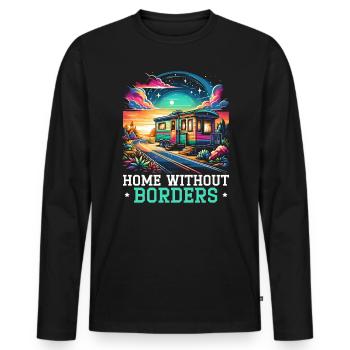 Mobile Home Motorhome Trailer Park Rolling Home - Men's Premium Organic Long Sleeve Shirt - black - Front - Nico (187cm)