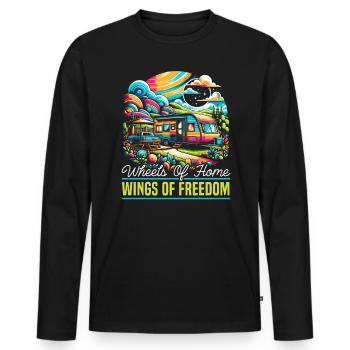 Mobile Home Motorhome Trailer Park Rolling Home - Men's Premium Organic Long Sleeve Shirt - black - Front - Nico (187cm)