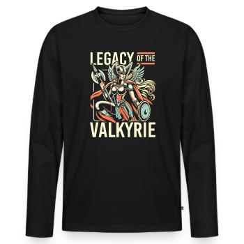 Valkyrie Warrior Odin Valkyrja Mythologie nordique - T-shirt manches longues Premium bio Homme - noir - Devant - Nico (187cm)