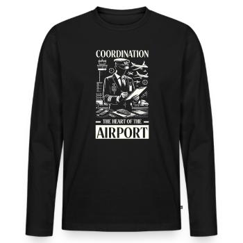 Koordinator Flughafenlogistik Aviation Airport - Männer Premium Bio Langarmshirt - Schwarz - Vorne - Nico (187cm)