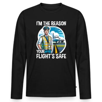 Flughafensicherheitsbeauftragter Luftfahrt Flughafen-Jobs - Männer Premium Bio Langarmshirt - Schwarz - Vorne - Nico (187cm)