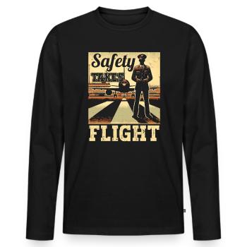 Sicherheitsbeauftragter für Flughäfen Luftfahrt Jobs am Flughafen - Männer Premium Bio Langarmshirt - Schwarz - Vorne - Nico (187cm)