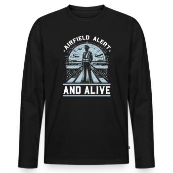 Flughafensicherheitsbeauftragter Luftfahrt Flughafen-Jobs - Männer Premium Bio Langarmshirt - Schwarz - Vorne - Nico (187cm)