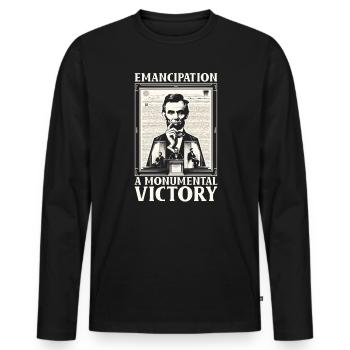 Proclamation d’émancipation Black Pride Juneteenth - T-shirt manches longues Premium bio Homme - noir - Devant - Nico (187cm)