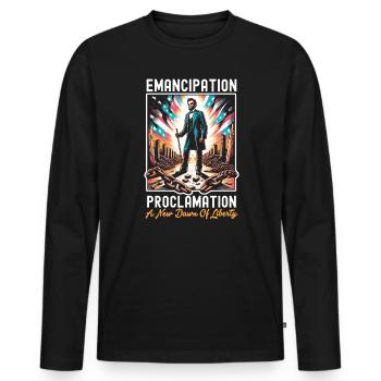 Proclamation d’émancipation Black Pride Juneteenth - T-shirt manches longues Premium bio Homme - noir - Devant - Nico (187cm)