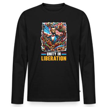 Proclamation d’émancipation Black Pride Juneteenth - T-shirt manches longues Premium bio Homme - noir - Devant - Nico (187cm)