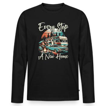 Mobile Home Motorhome Trailer Park Rolling Home - Men's Premium Organic Long Sleeve Shirt - black - Front - Nico (187cm)