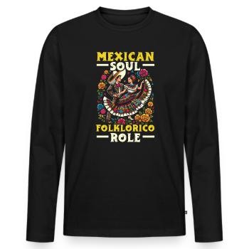 Ballett Folklorico Tänzer Mexiko Mexikanischer Tanz - Männer Premium Bio Langarmshirt - Schwarz - Vorne - Nico (187cm)