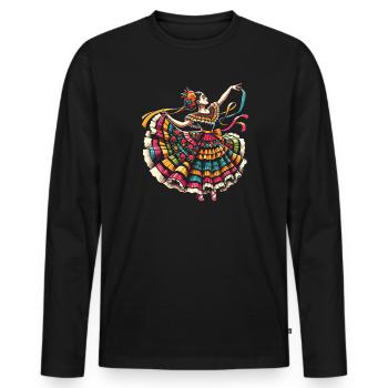 Ballett Folklorico Tänzerin Mexiko Mexikanischer Tanz - Männer Premium Bio Langarmshirt - Schwarz - Vorne - Nico (187cm)